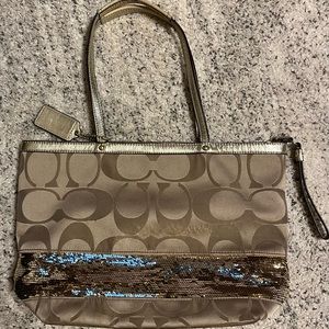 Gold sequin handbag